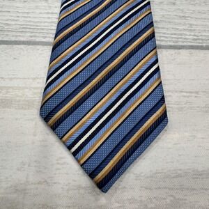 JZ Richards Boulder Neck Tie Silk Blue Stripes Made in USA Mens Business Work